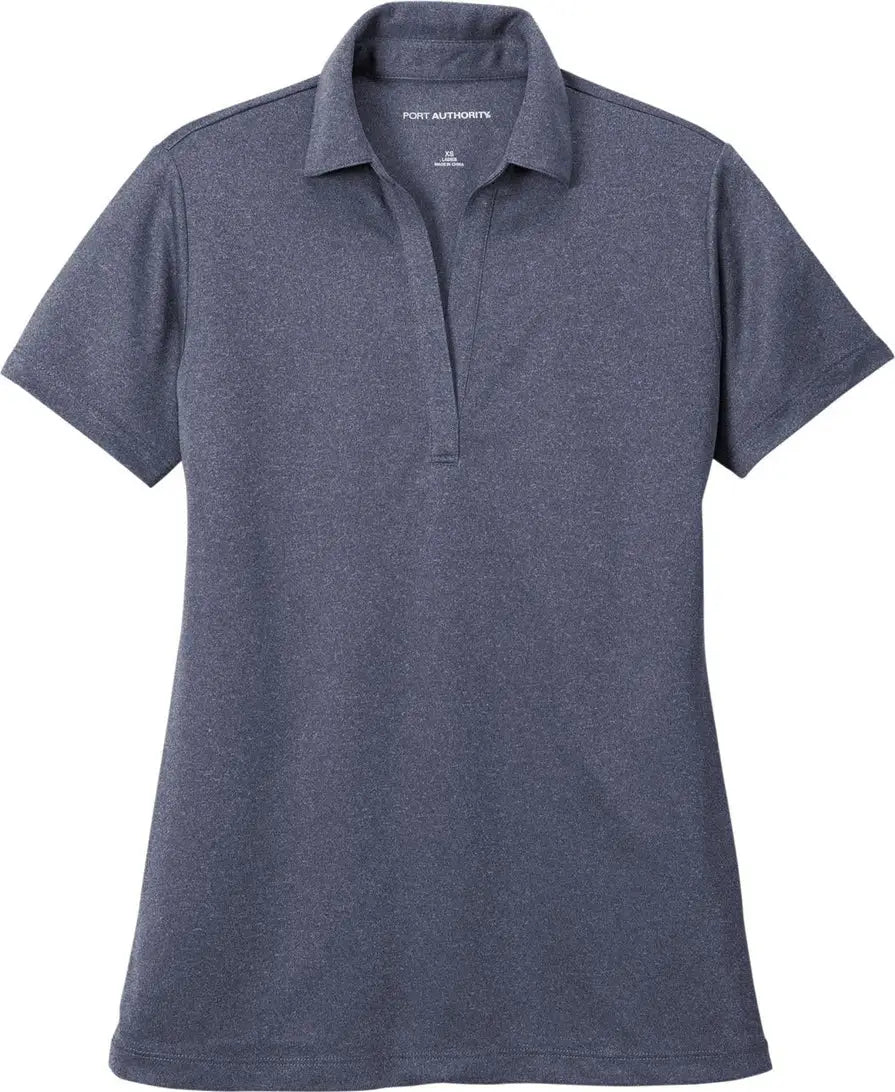 Port Authority Lk542 Women’s Heathered Silk Touch Performance Polo - Navy Heather