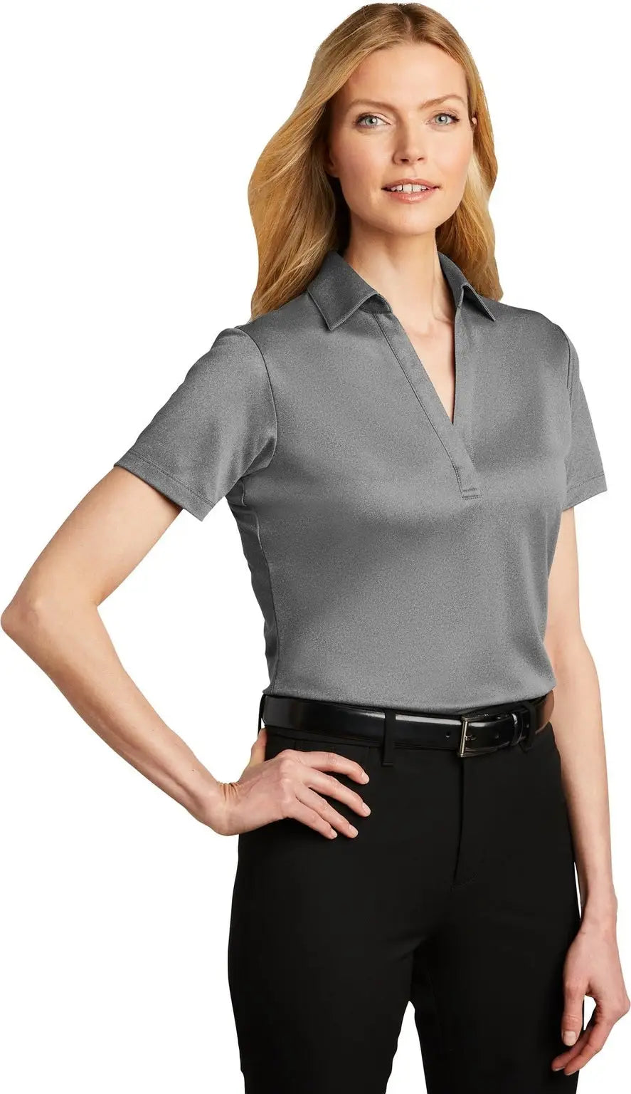 Port Authority Lk542 Women’s Heathered Silk Touch Performance Polo - Shadow Gray Heather