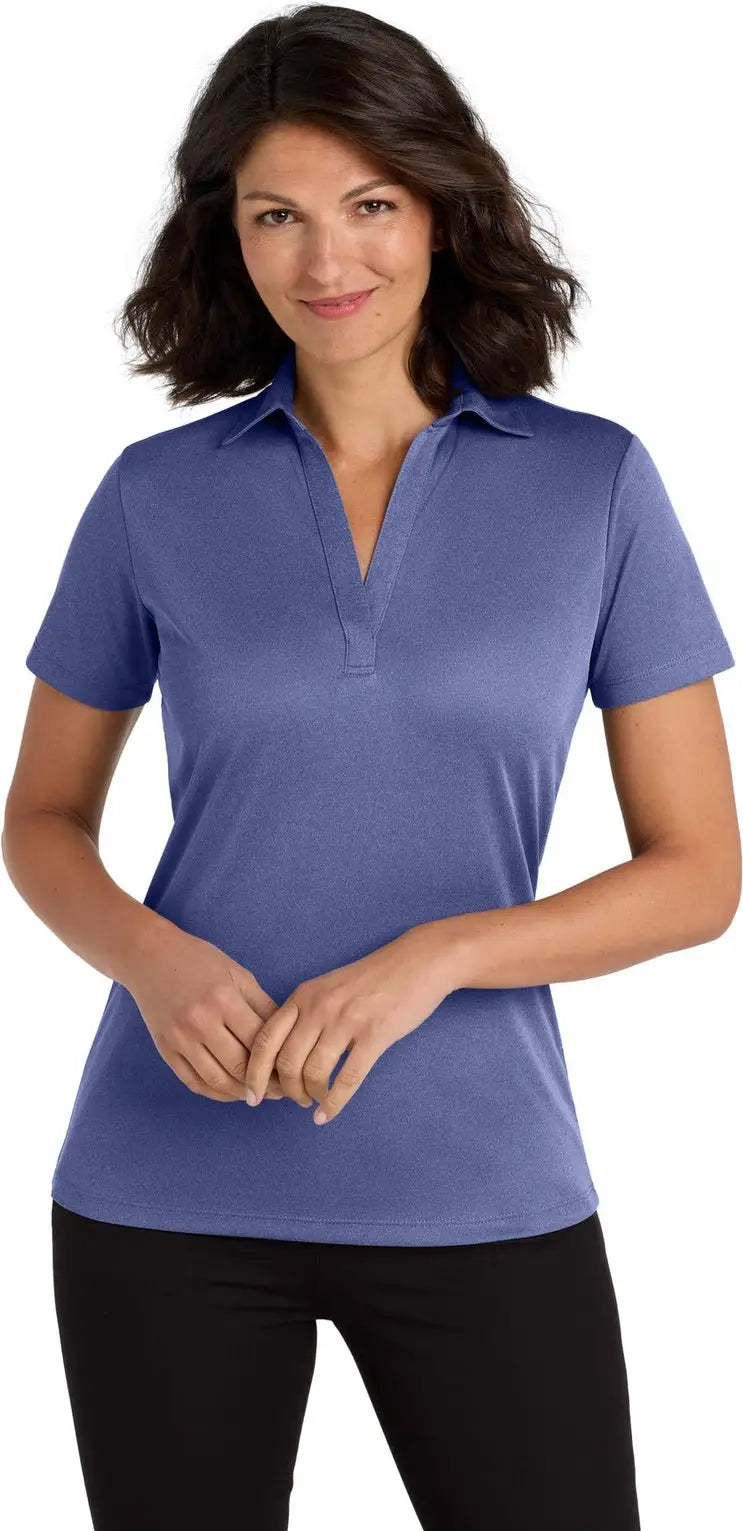 Port Authority Lk542 Women’s Heathered Silk Touch Performance Polo - Royal Heather - Ladies Xs
