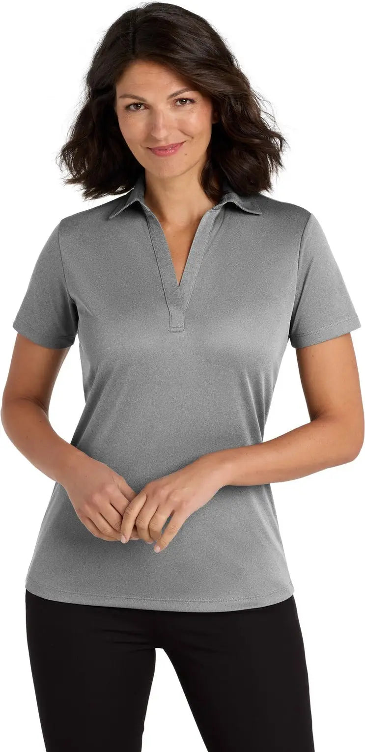 Port Authority Lk542 Women’s Heathered Silk Touch Performance Polo - Shadow Gray Heather - Ladies Xs