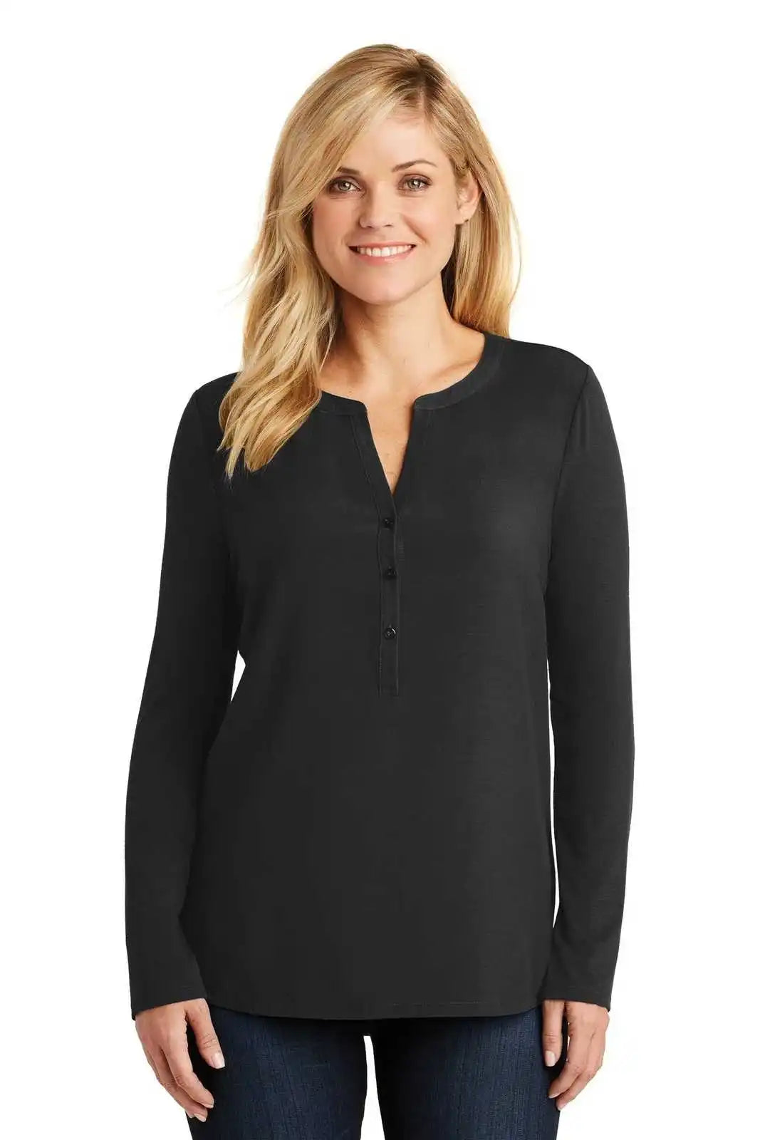 Port Authority Lk5432 Ladies Concept Henley Tunic - Black