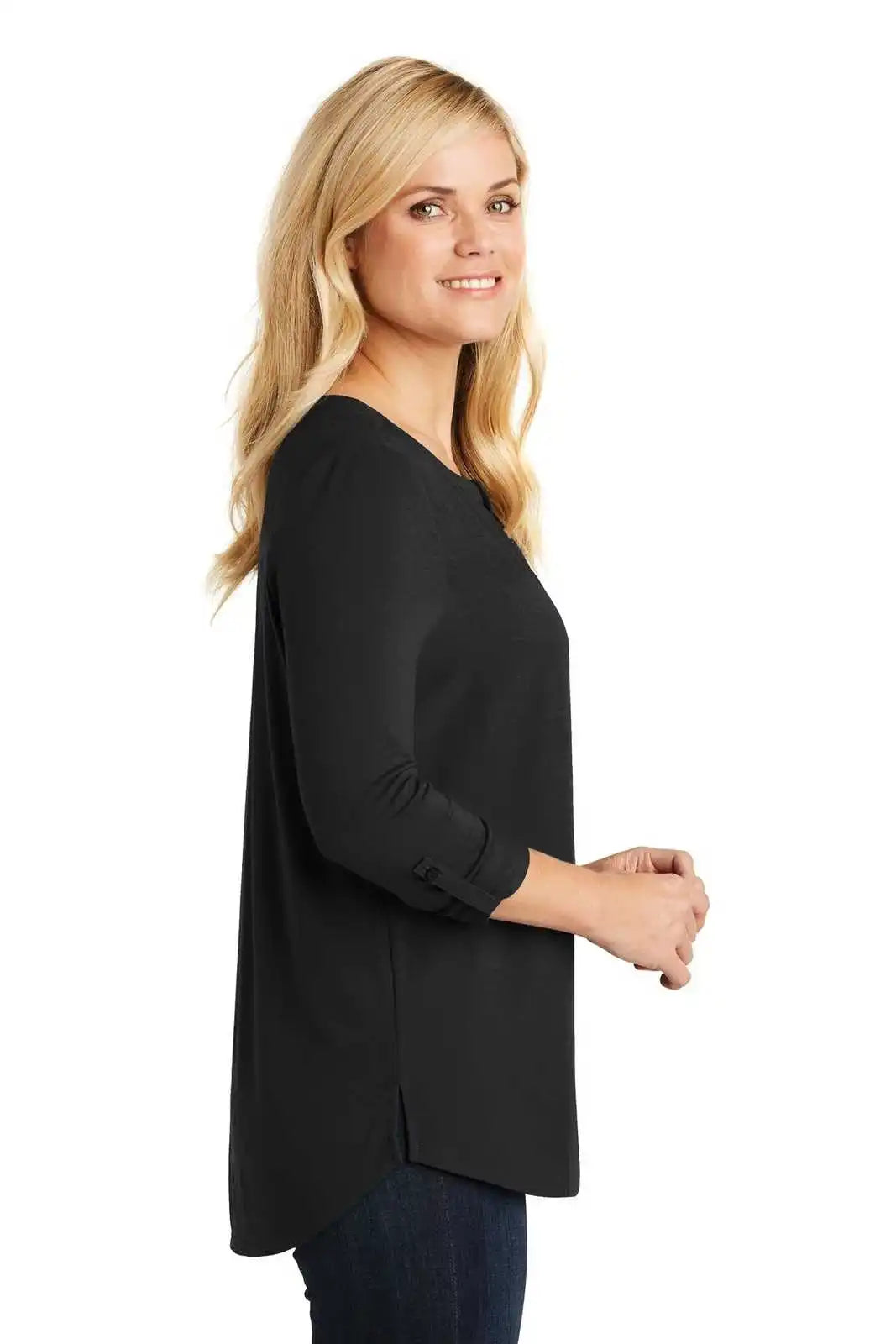 Port Authority Lk5432 Ladies Concept Henley Tunic - Black