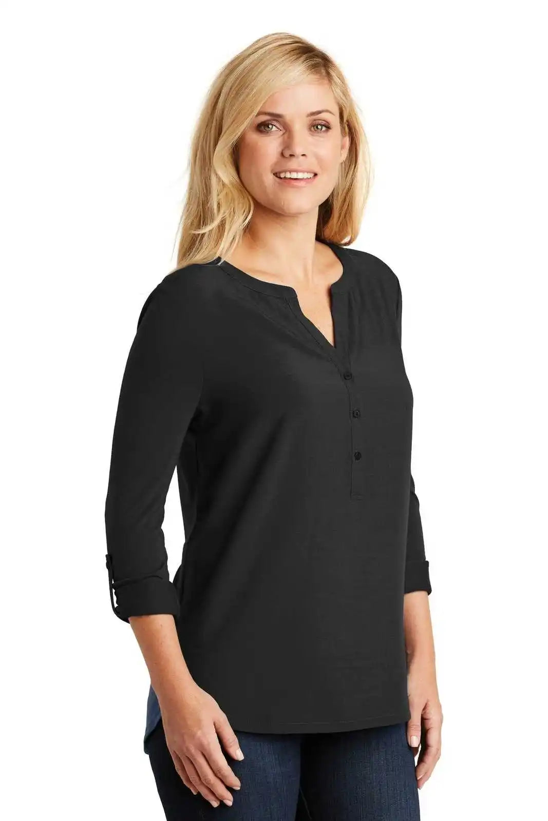Port Authority Lk5432 Ladies Concept Henley Tunic - Black