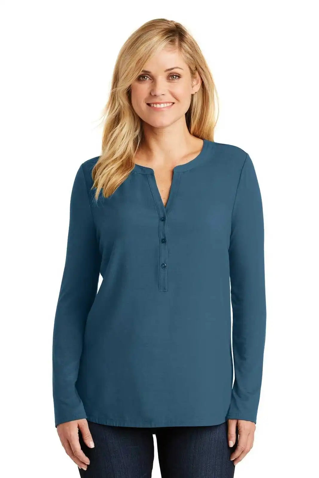 Port Authority Lk5432 Ladies Concept Henley Tunic - Dusty Blue