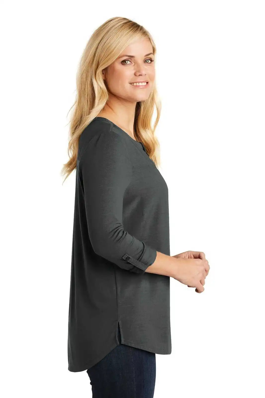 Port Authority Lk5432 Ladies Concept Henley Tunic - Gray Smoke