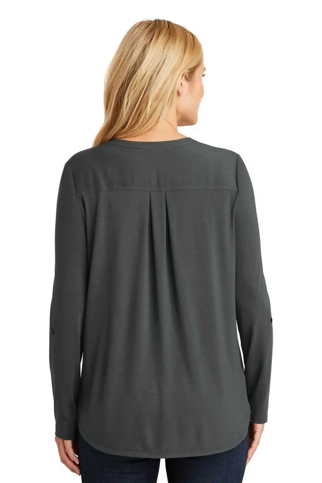 Port Authority Lk5432 Ladies Concept Henley Tunic - Gray Smoke