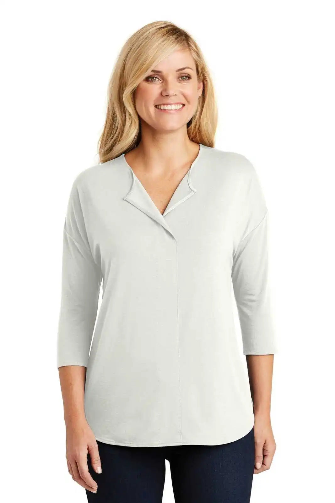 Port Authority Lk5433 Ladies Concept 3/4-sleeve Soft Split Neck Top - Ivory Chiffon