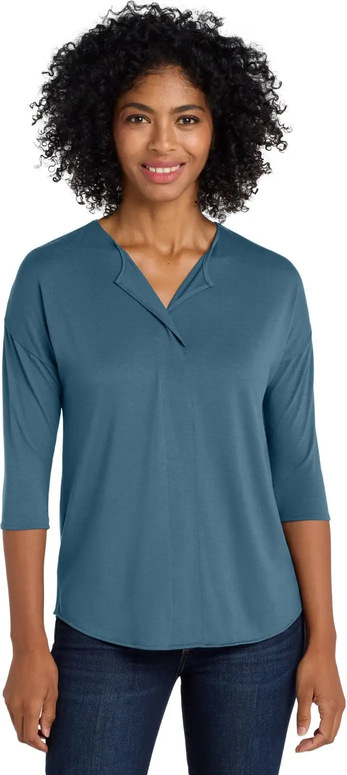 Port Authority Lk5433 Women’s Concept 3/4-sleeve Soft Split Neck Top - Dusty Blue