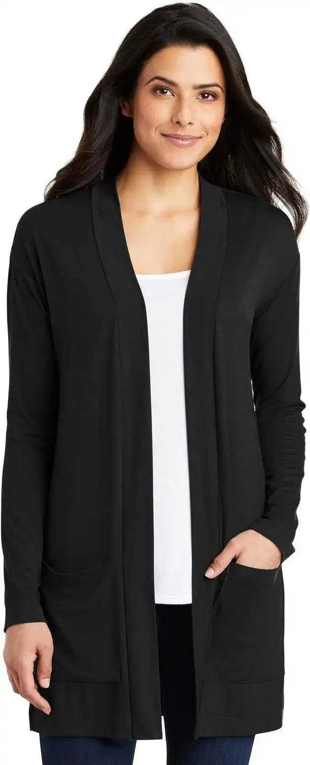 Port Authority Lk5434 Ladies Concept Long Pocket Cardigan Black
