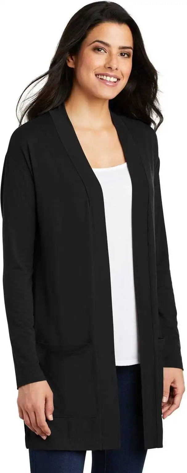Port Authority Lk5434 Ladies Concept Long Pocket Cardigan Black