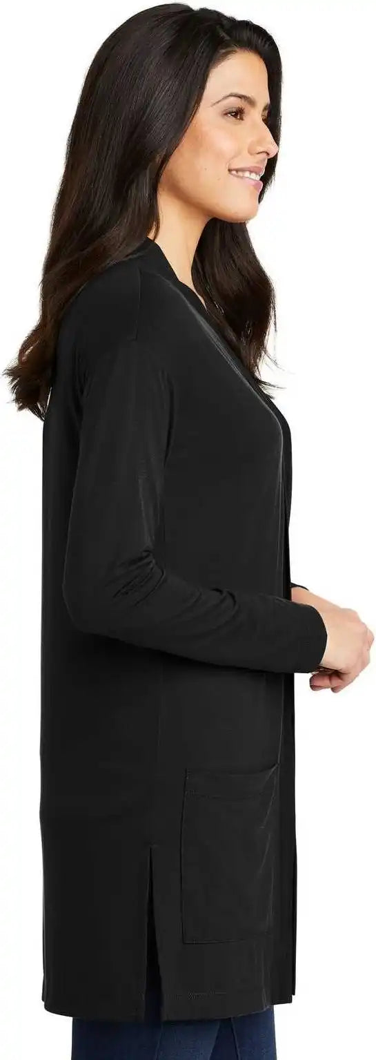Port Authority Lk5434 Ladies Concept Long Pocket Cardigan Black