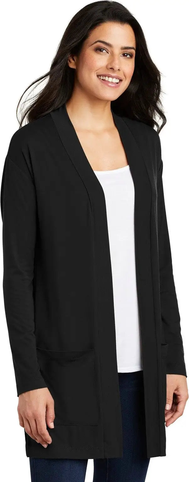 Port Authority Lk5434 Women’s Concept Long Pocket Cardigan - Black