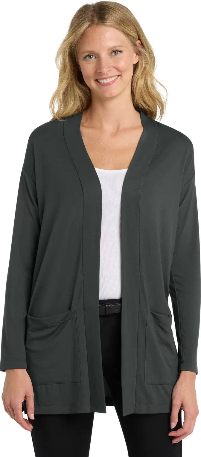Port Authority Lk5434 Women’s Concept Long Pocket Cardigan - Gray Smoke