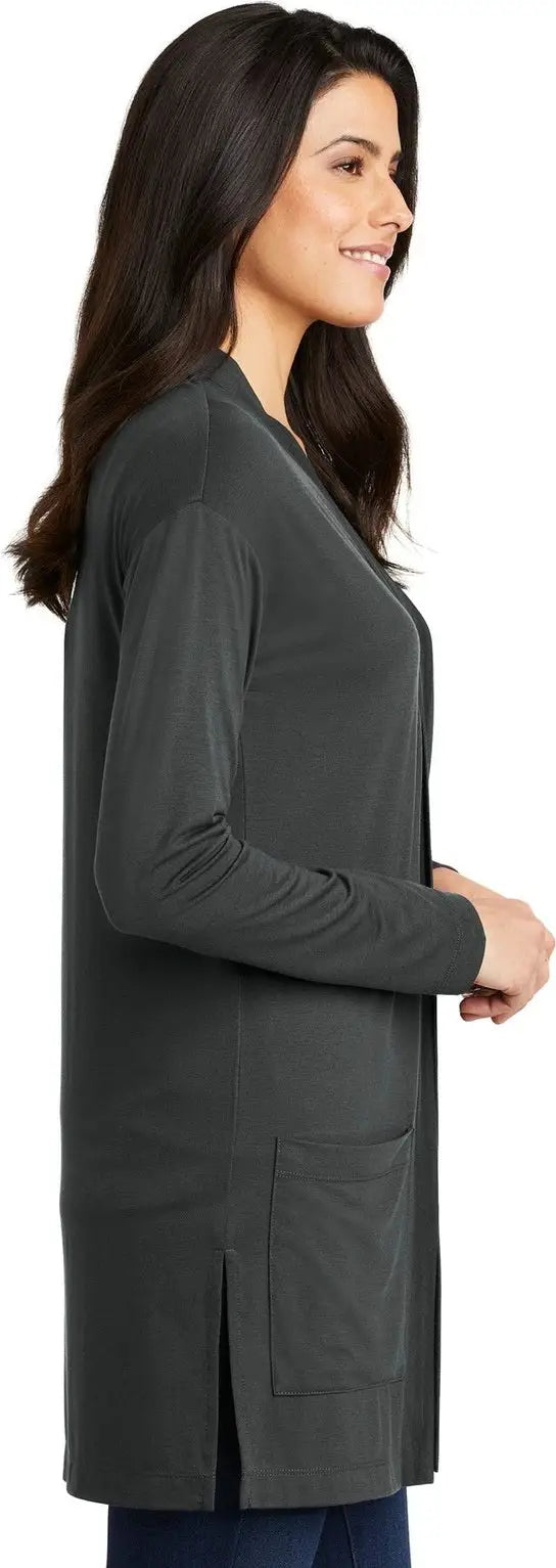 Port Authority Lk5434 Women’s Concept Long Pocket Cardigan - Gray Smoke