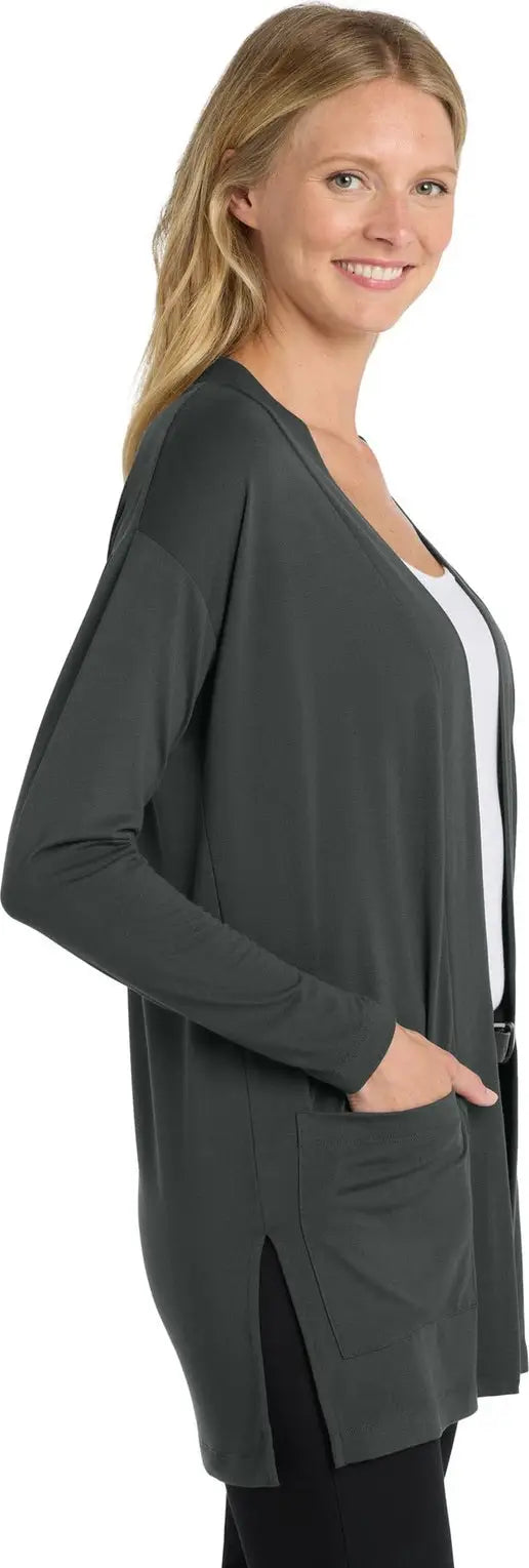 Port Authority Lk5434 Women’s Concept Long Pocket Cardigan - Gray Smoke