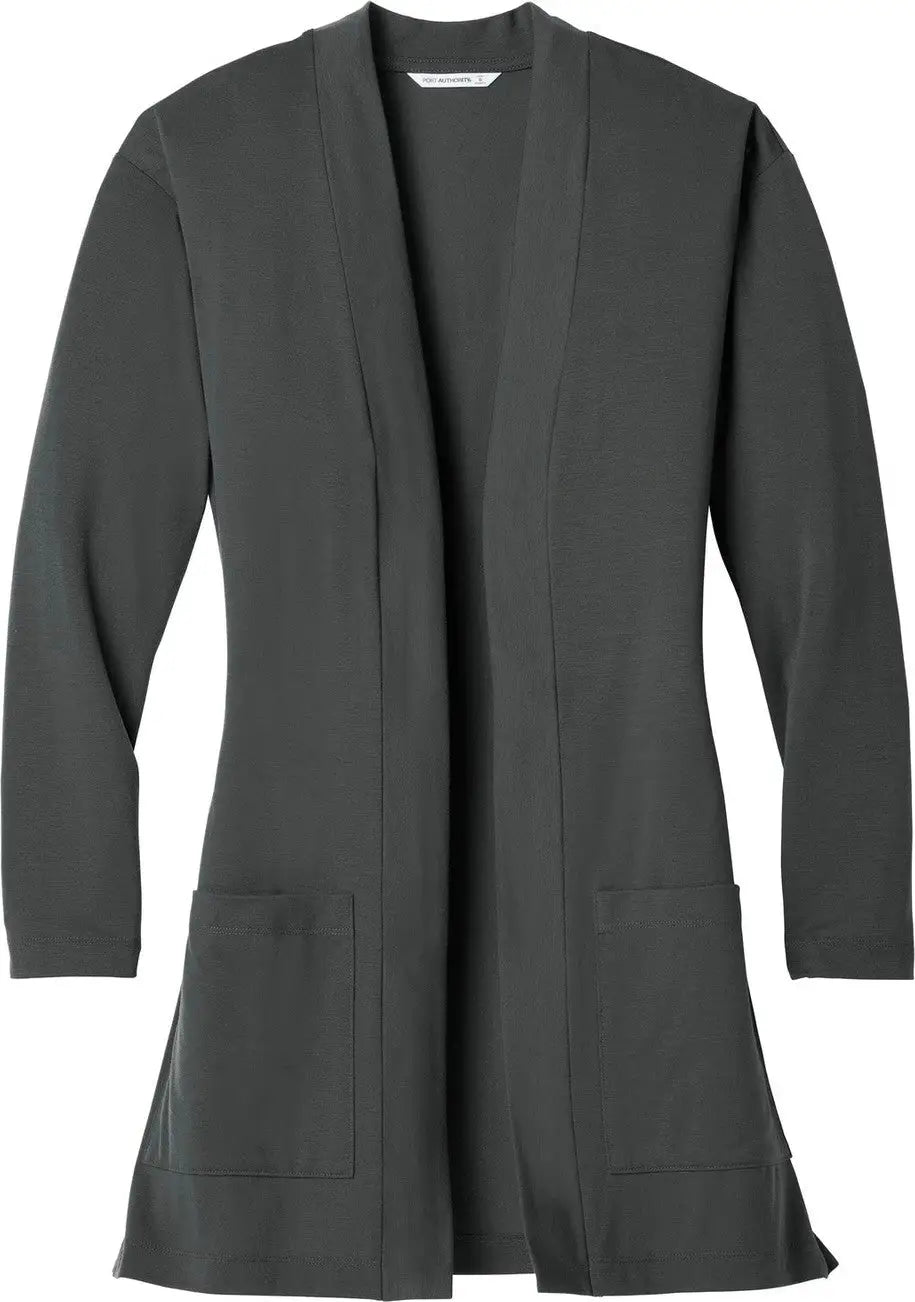 Port Authority Lk5434 Women’s Concept Long Pocket Cardigan - Gray Smoke