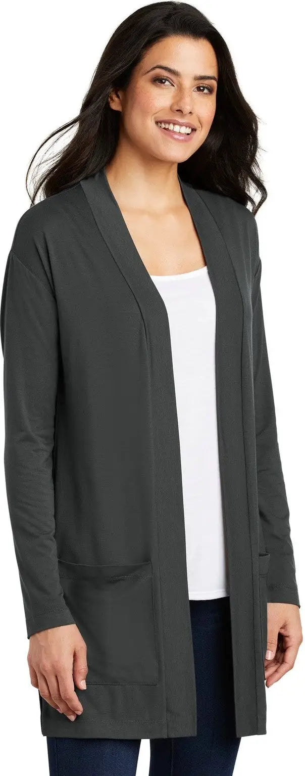 Port Authority Lk5434 Women’s Concept Long Pocket Cardigan - Gray Smoke