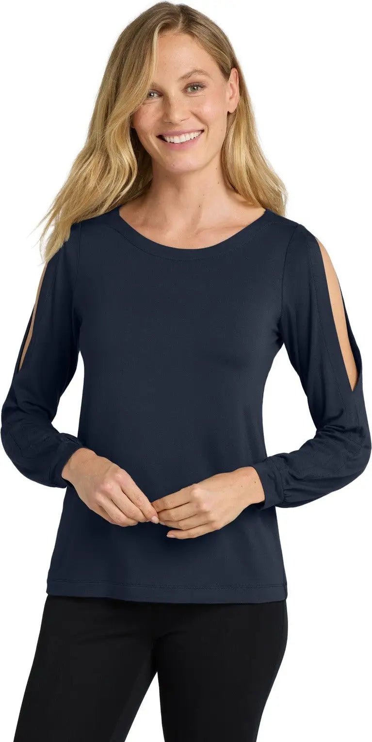 Port Authority Lk5600 Women’s Luxe Knit Jewel Neck Top - River Blue Navy