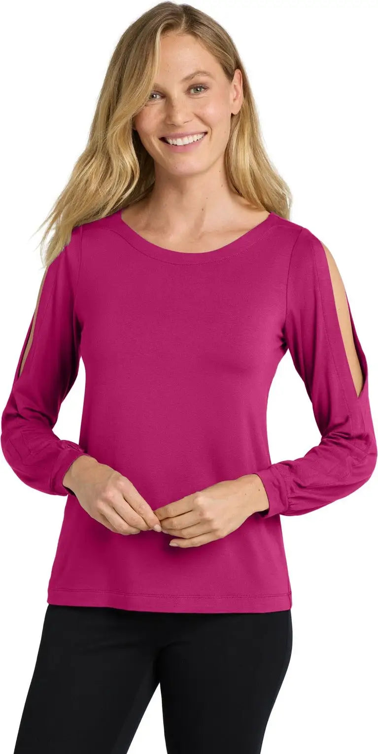 Port Authority Lk5600 Women’s Luxe Knit Jewel Neck Top - Wild Berry