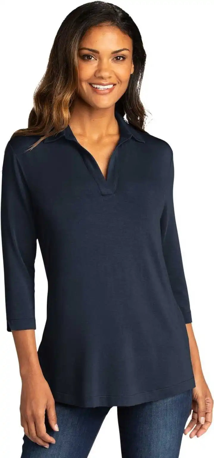 Port Authority Lk5601 Ladies Luxe Knit Tunic River Blue Navy