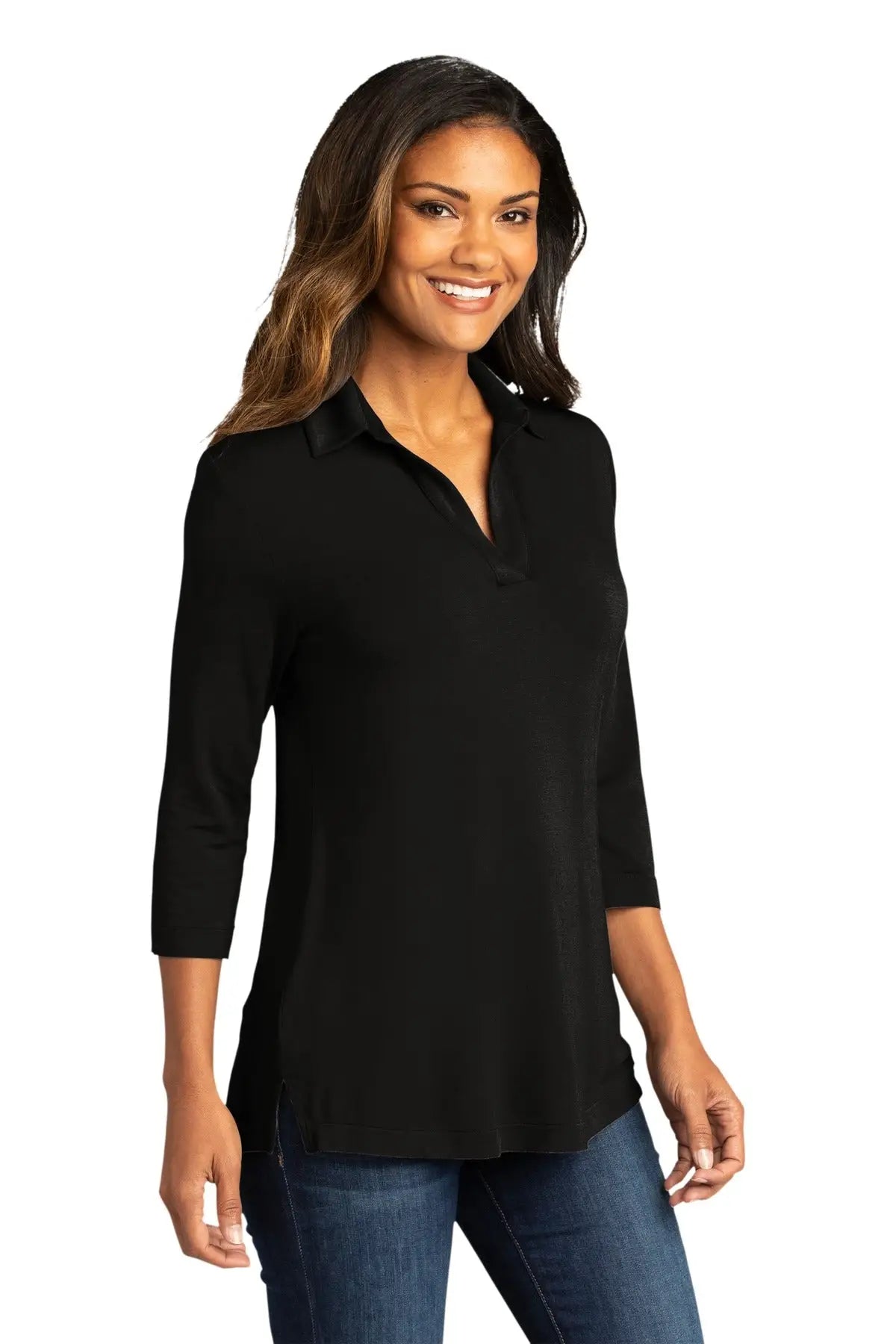 Port Authority Lk5601 Women’s Luxe Knit Tunic - Deep Black