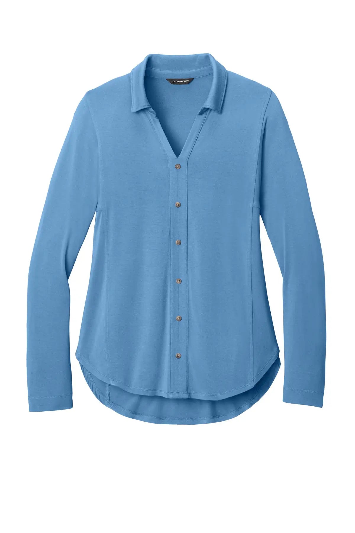 Port Authority Lk5602 Women’s Luxe Knit Button Tunic - Carolina Blue
