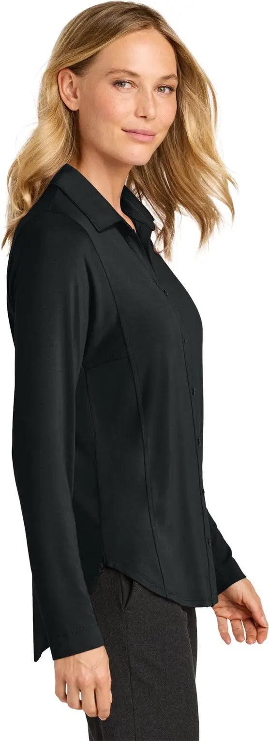 Port Authority Lk5602 Women’s Luxe Knit Button Tunic - Deep Black