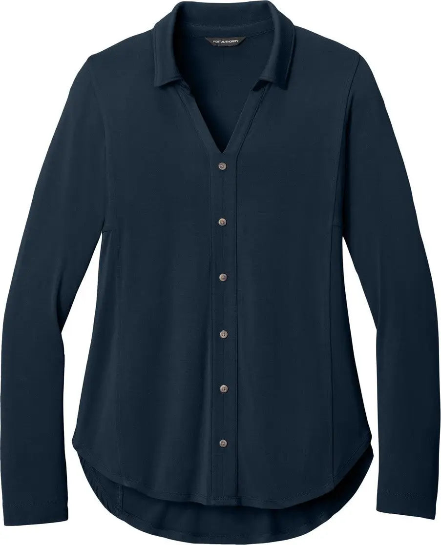 Port Authority Lk5602 Women’s Luxe Knit Button Tunic - River Blue Navy