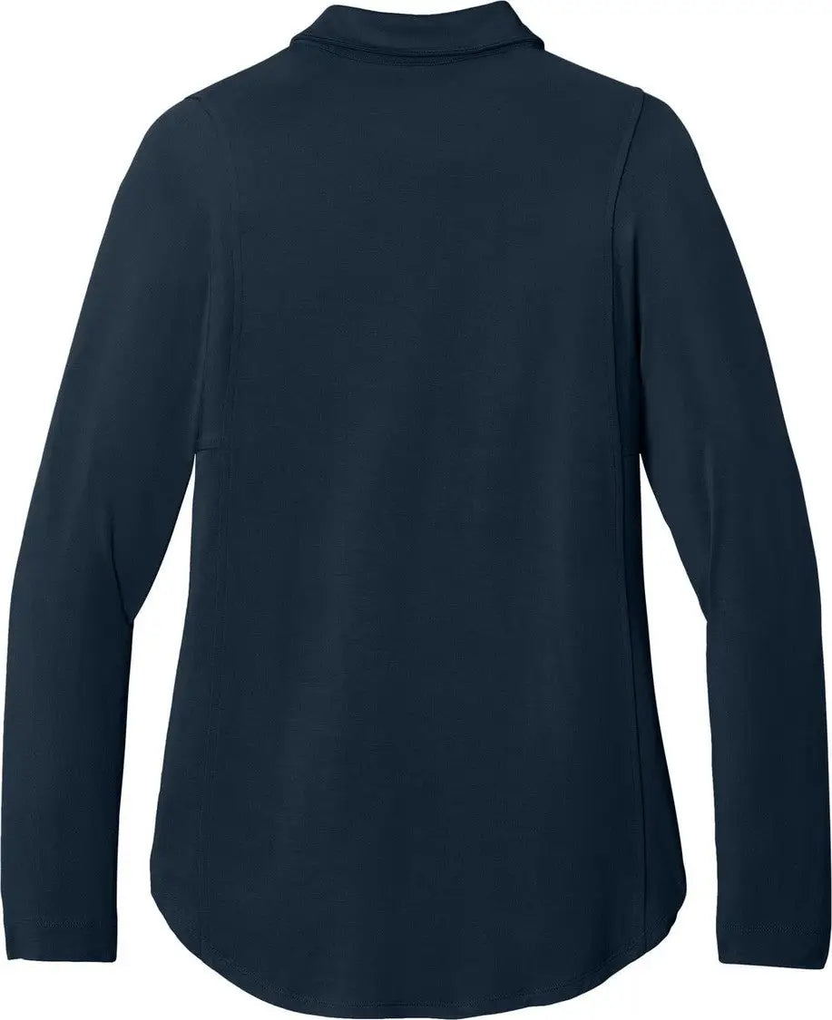 Port Authority Lk5602 Women’s Luxe Knit Button Tunic - River Blue Navy - Ladies Xs