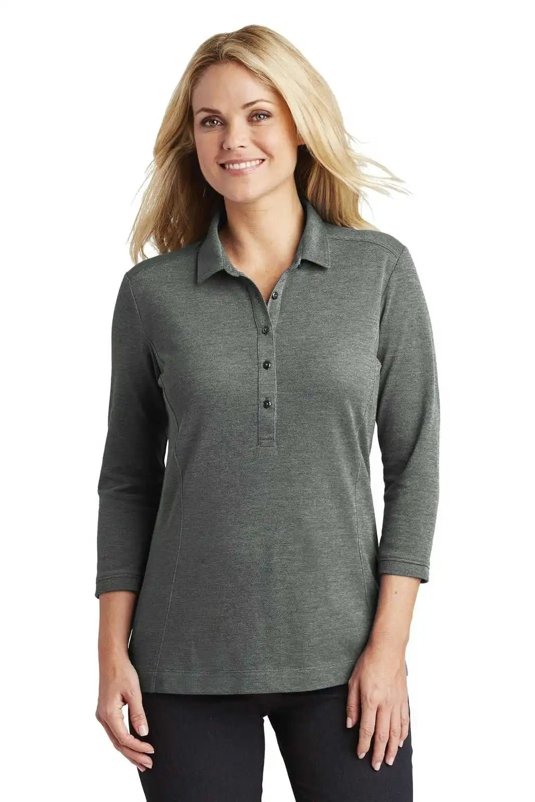 Port Authority Lk581 Ladies Coastal Cotton Blend Polo - Deep Black White