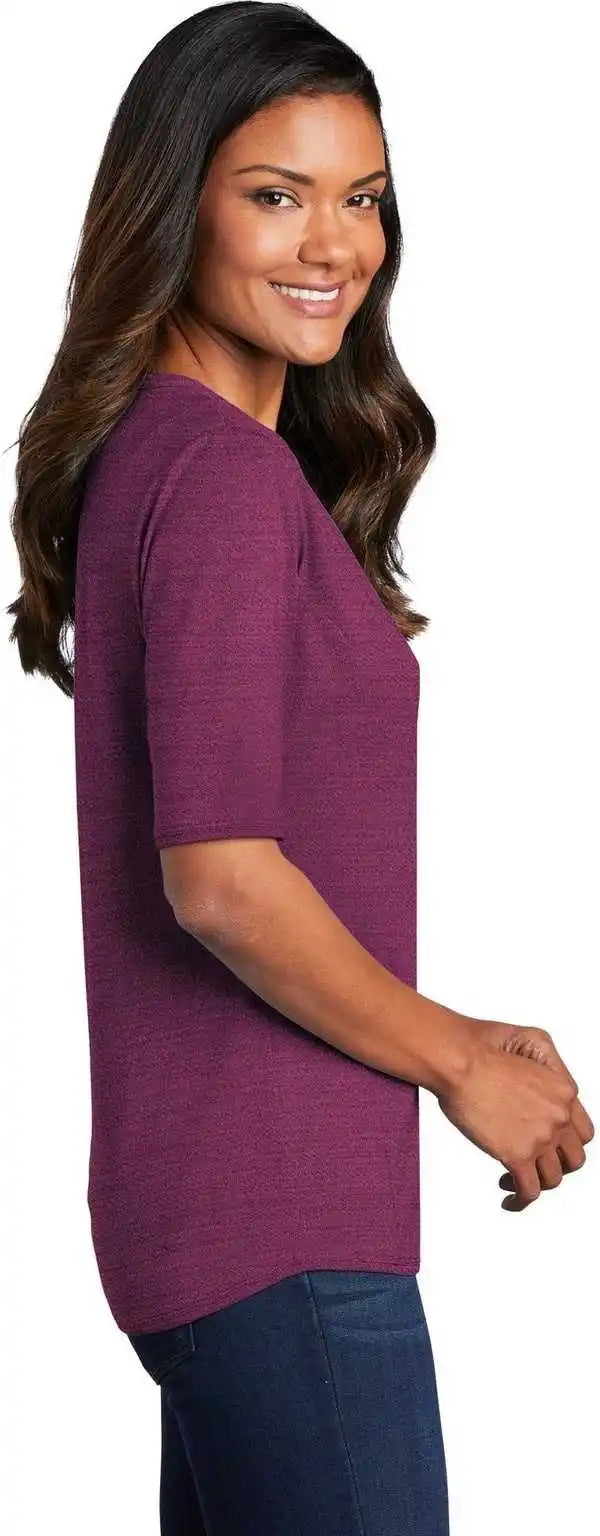 Port Authority Lk583 Ladies Stretch Heather Open Neck Top Violet Purple Black