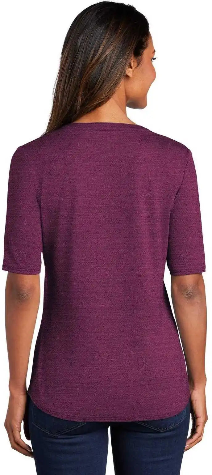 Port Authority Lk583 Ladies Stretch Heather Open Neck Top - Violet Purple Black
