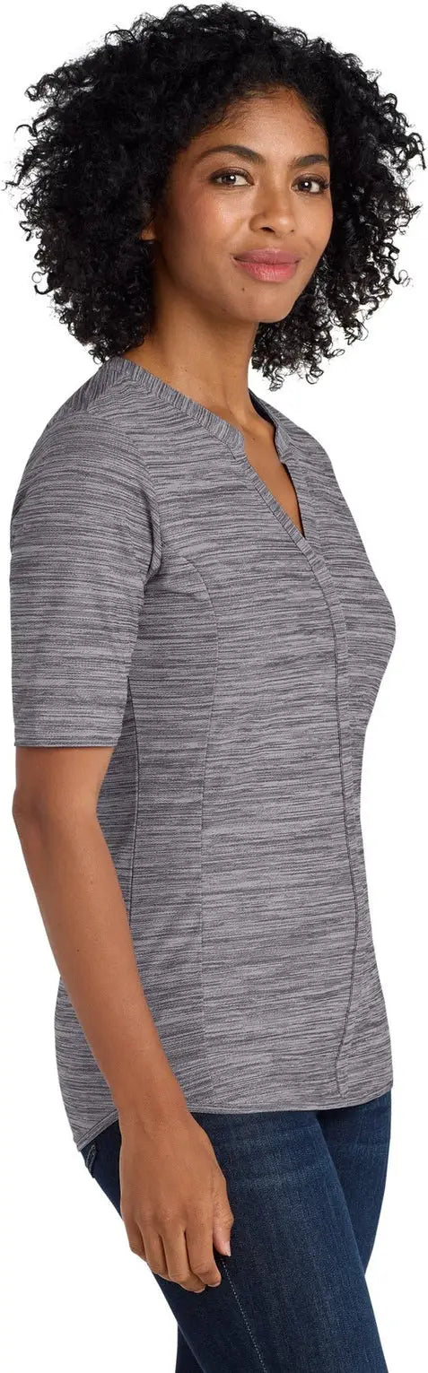 Port Authority Lk583 Women’s Stretch Heather Open Neck Top - Graphite White