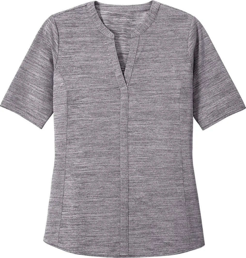 Port Authority Lk583 Women’s Stretch Heather Open Neck Top - Graphite White