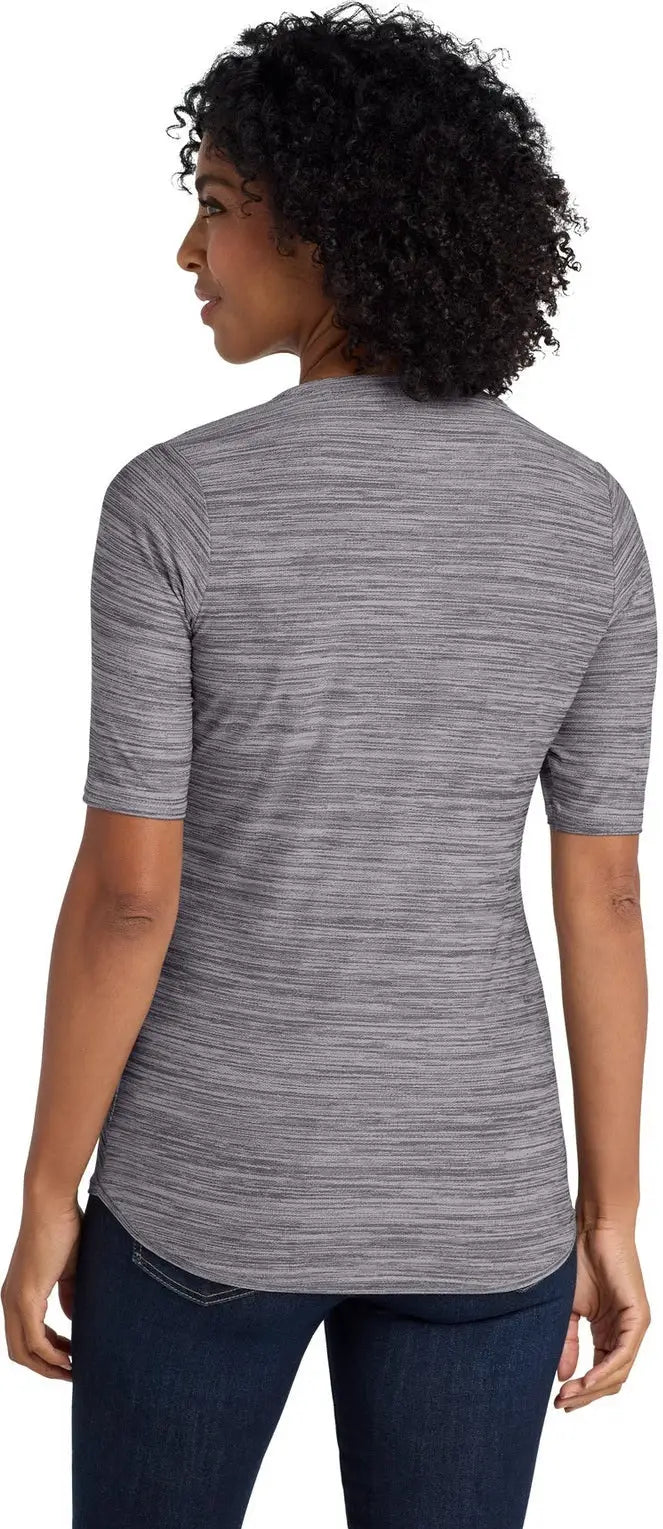 Port Authority Lk583 Women’s Stretch Heather Open Neck Top - Graphite White