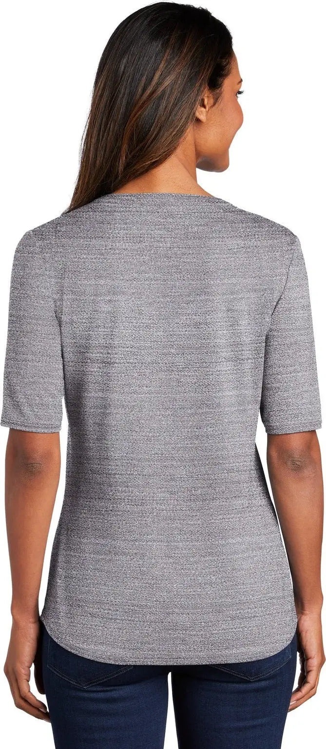 Port Authority Lk583 Women’s Stretch Heather Open Neck Top - Graphite White