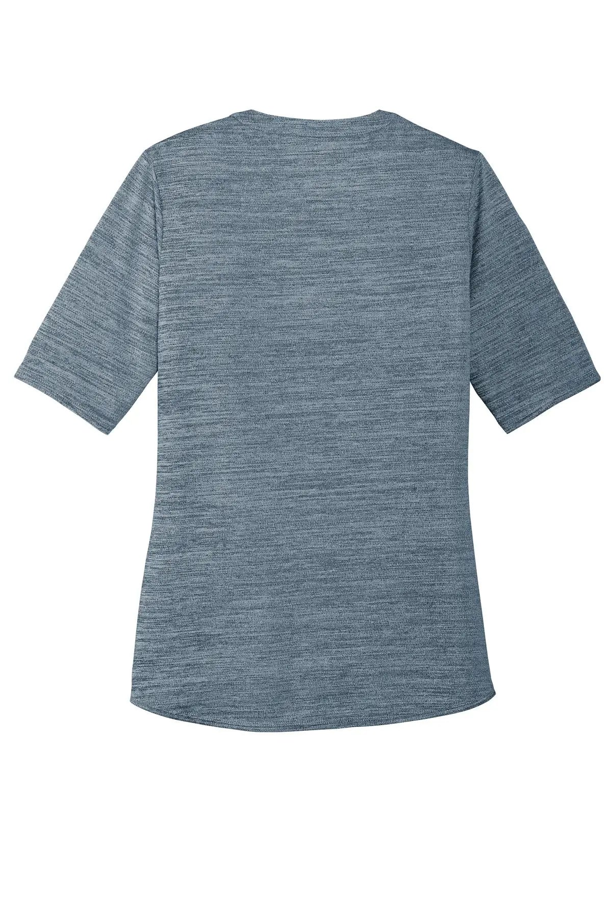 Port Authority Lk583 Women’s Stretch Heather Open Neck Top - Regatta Blue Gusty Gray