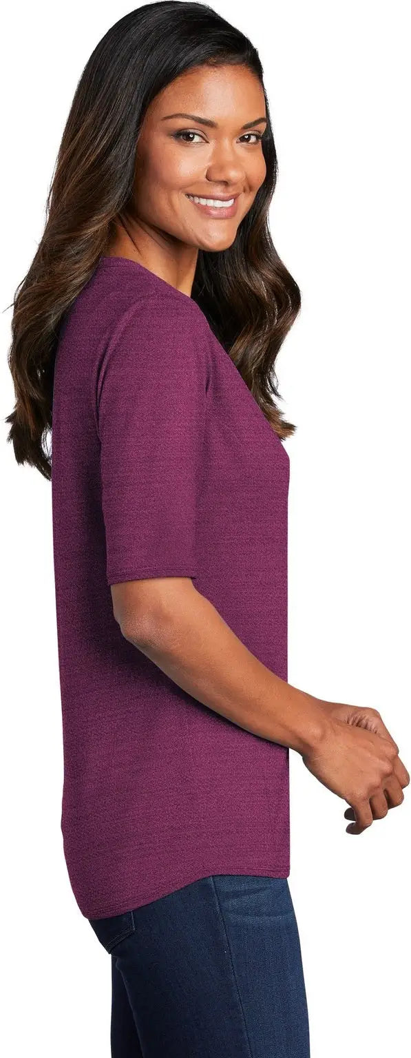 Port Authority Lk583 Women’s Stretch Heather Open Neck Top - Violet Purple Black