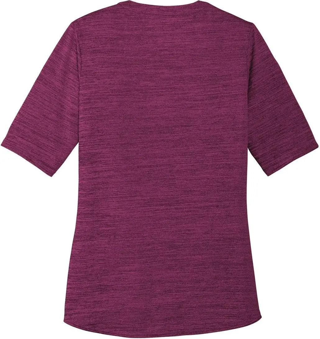 Port Authority Lk583 Women’s Stretch Heather Open Neck Top - Violet Purple Black