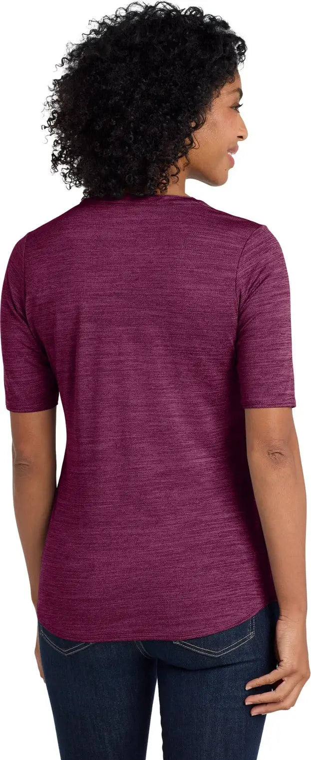 Port Authority Lk583 Women’s Stretch Heather Open Neck Top - Violet Purple Black