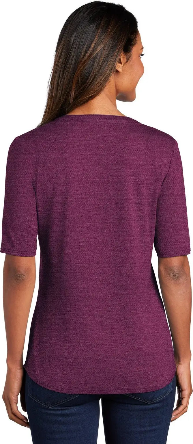 Port Authority Lk583 Women’s Stretch Heather Open Neck Top - Violet Purple Black