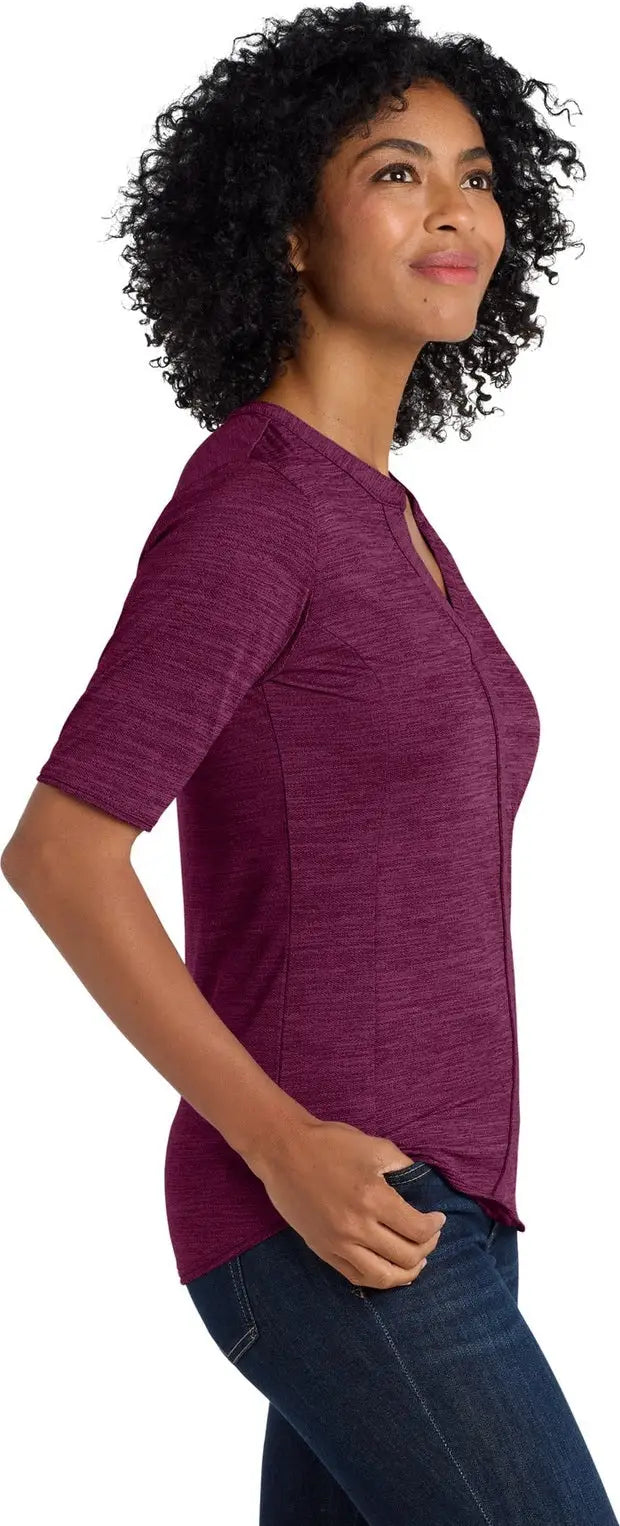 Port Authority Lk583 Women’s Stretch Heather Open Neck Top - Violet Purple Black