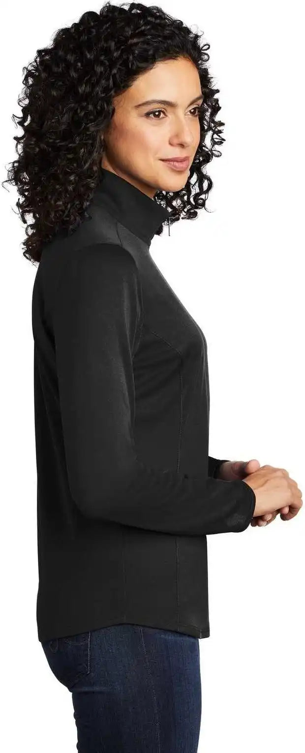 Port Authority Lk584 Ladies Silk Touch Performance 1/4 Zip Lk584black Steel Gray
