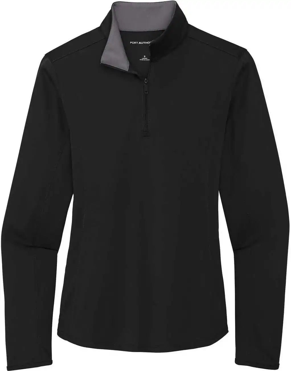 Port Authority Lk584 Ladies Silk Touch Performance 1/4 Zip Lk584black Steel Gray