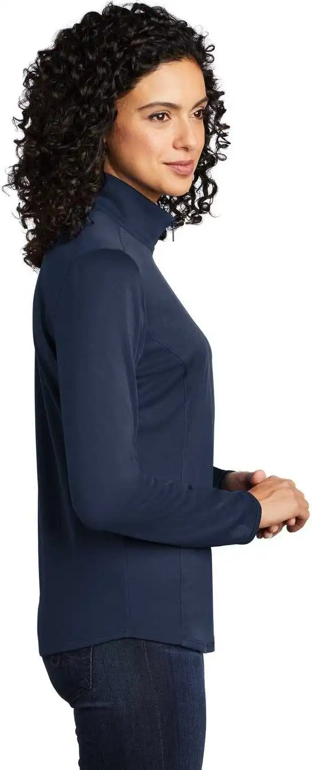 Port Authority Lk584 Ladies Silk Touch Performance 1/4 Zip Lk584navy Steel Gray