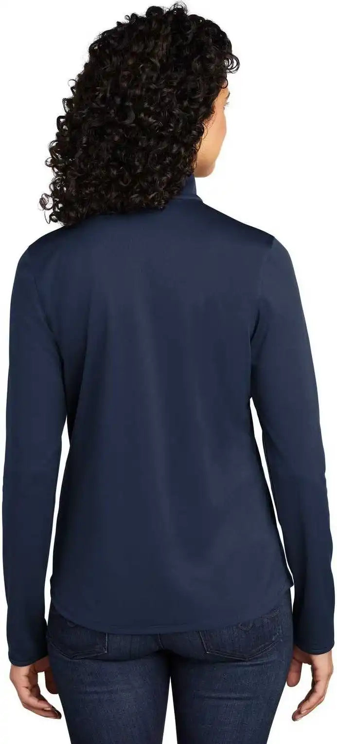 Port Authority Lk584 Ladies Silk Touch Performance 1/4 Zip Lk584navy Steel Gray