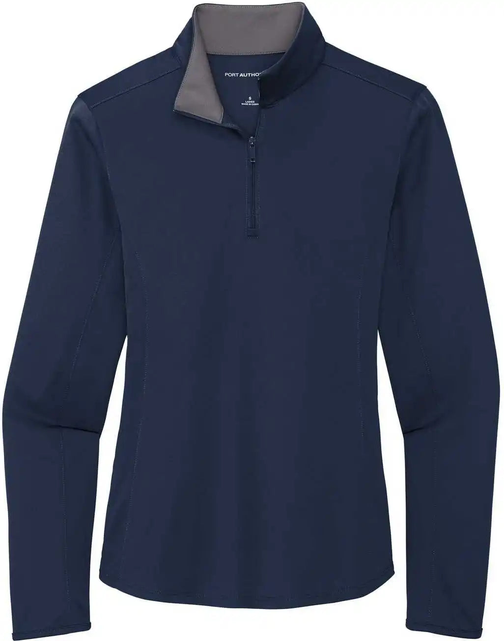 Port Authority Lk584 Ladies Silk Touch Performance 1/4 Zip Lk584navy Steel Gray