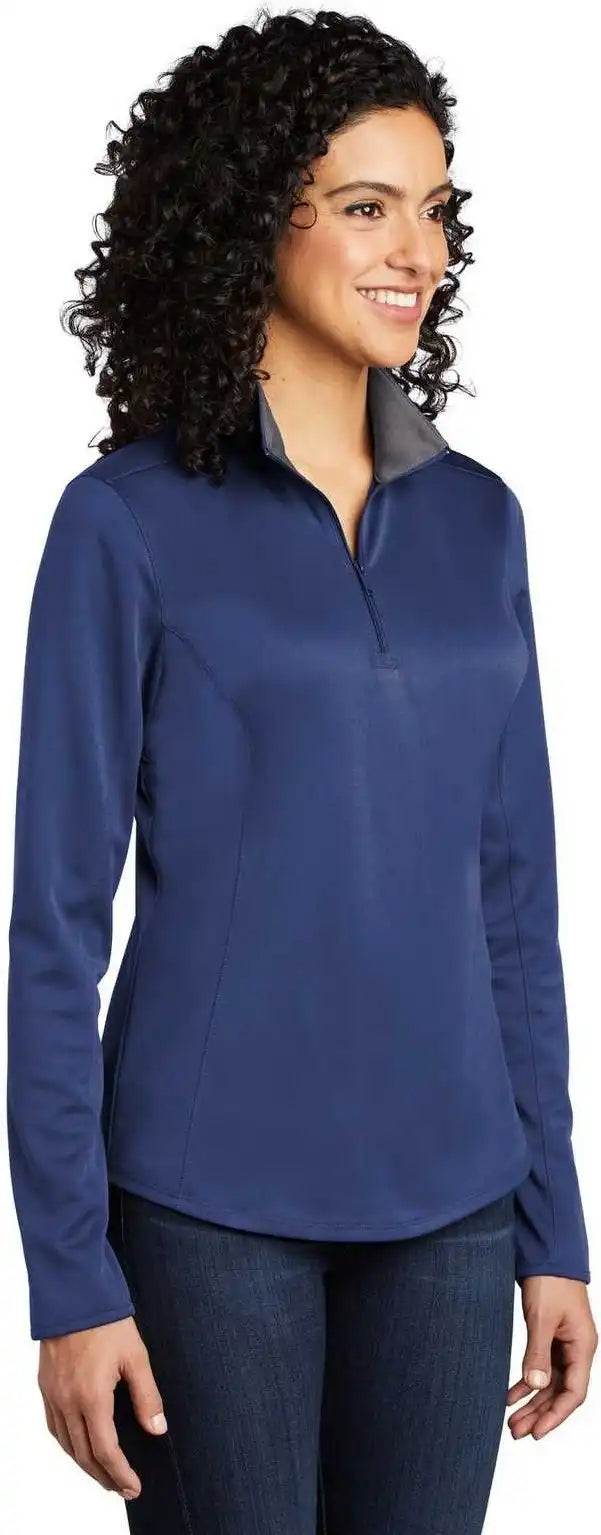 Port Authority Lk584 Ladies Silk Touch Performance 1/4 Zip Lk584royal Steel Gray