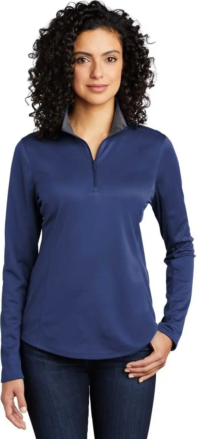 Port Authority Lk584 Ladies Silk Touch Performance 1/4 Zip Lk584royal Steel Gray