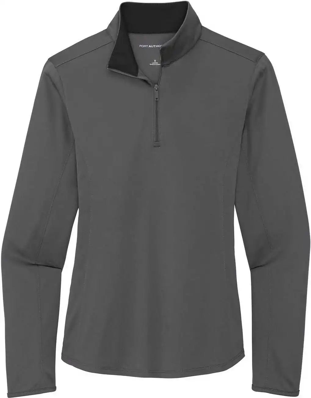 Port Authority Lk584 Ladies Silk Touch Performance 1/4-zip Lk584steel Gray Black
